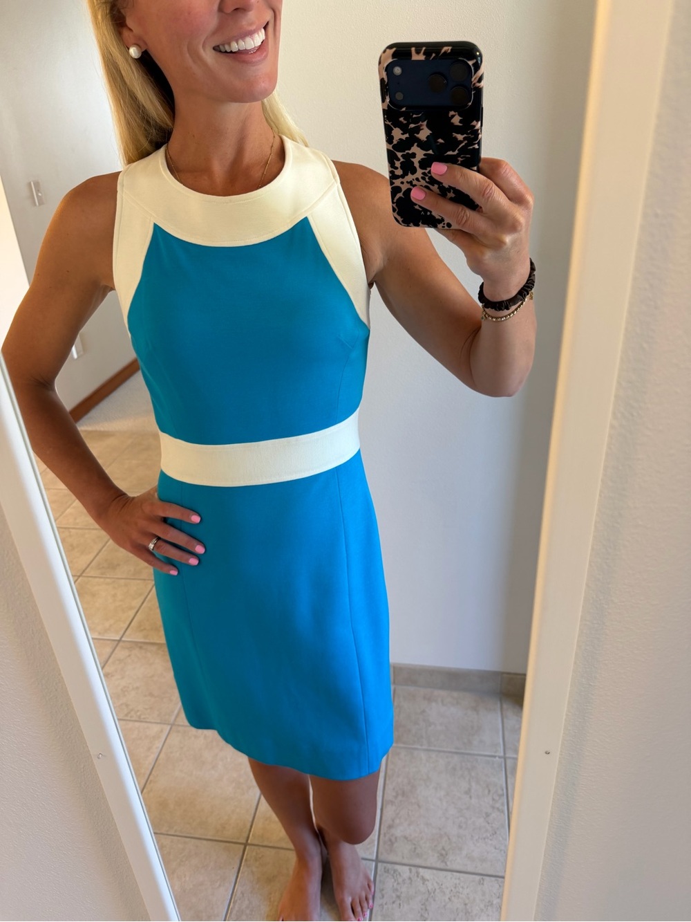 Milly of New York Blue and White Sleeveless w/built in bra, never worn! Size M